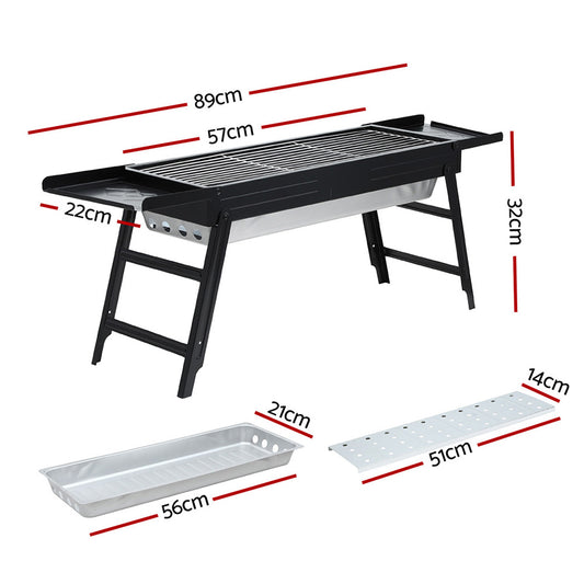 Grillz Charcoal BBQ Grill Smoker Portable Foldable 60CM