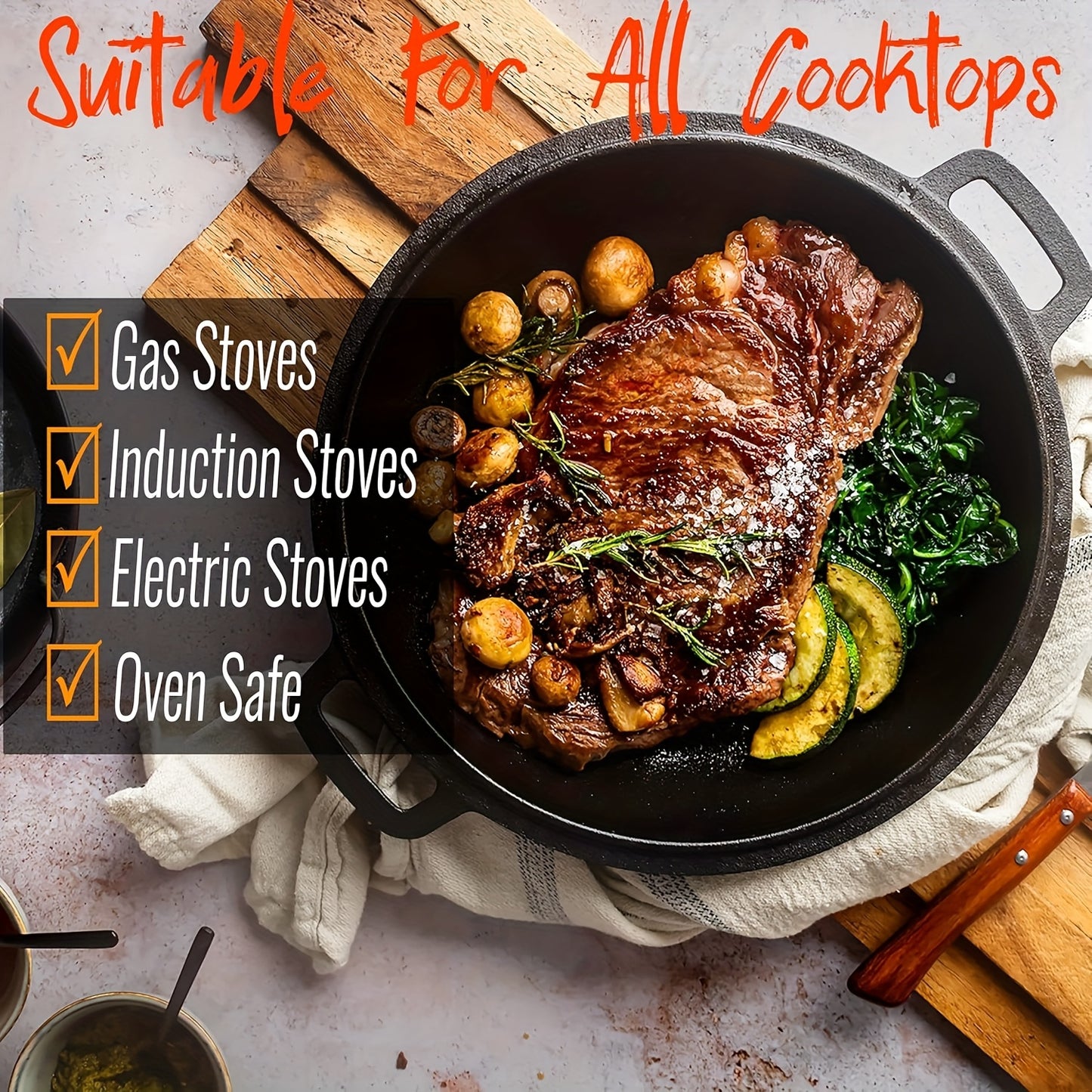 Cast Iron Pan Dutch Oven Set With Lid