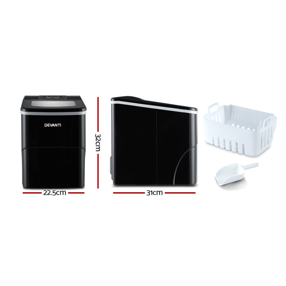 DEVANTi Portable Ice Cube Maker Machine 2L Black