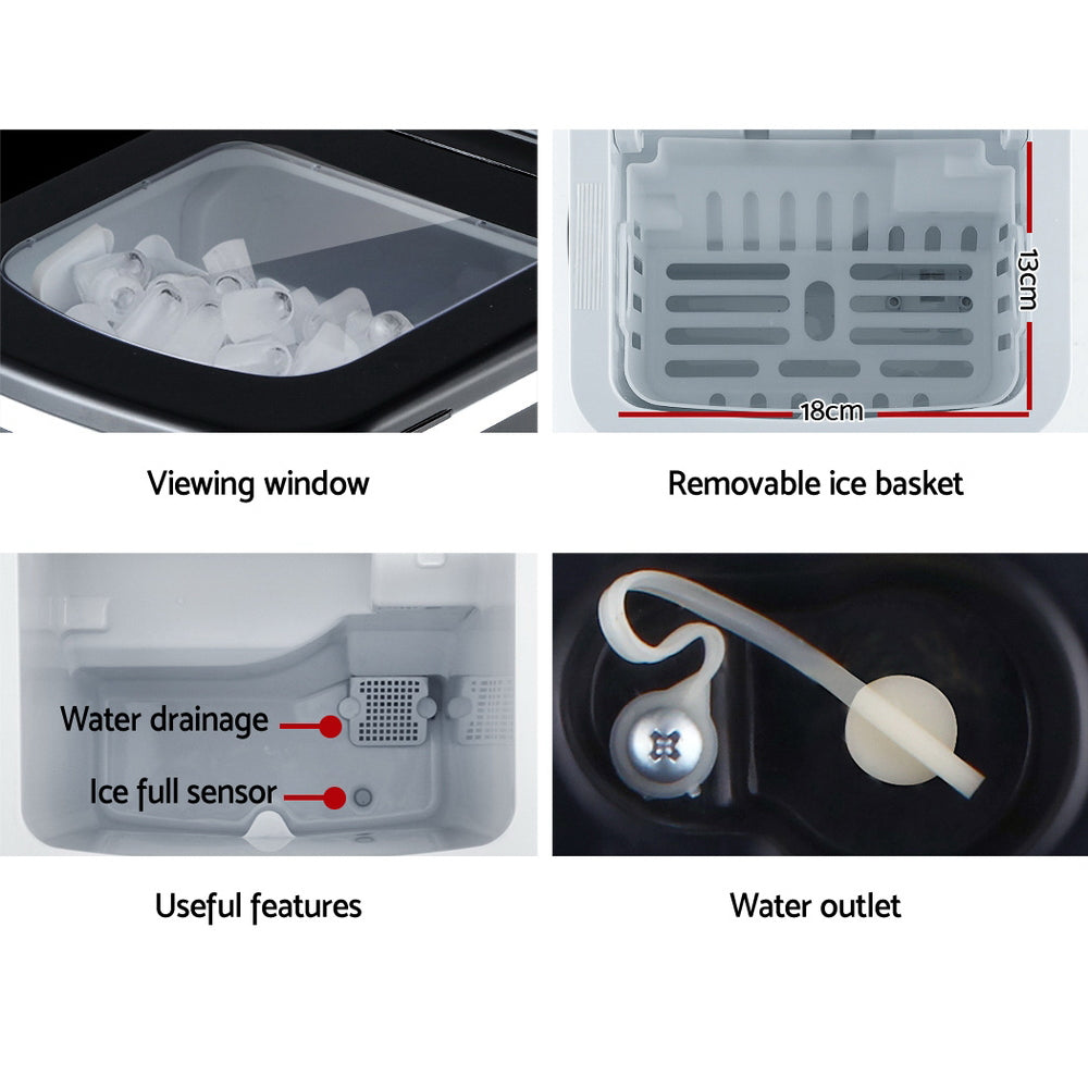 DEVANTi Portable Ice Cube Maker Machine 2L Black