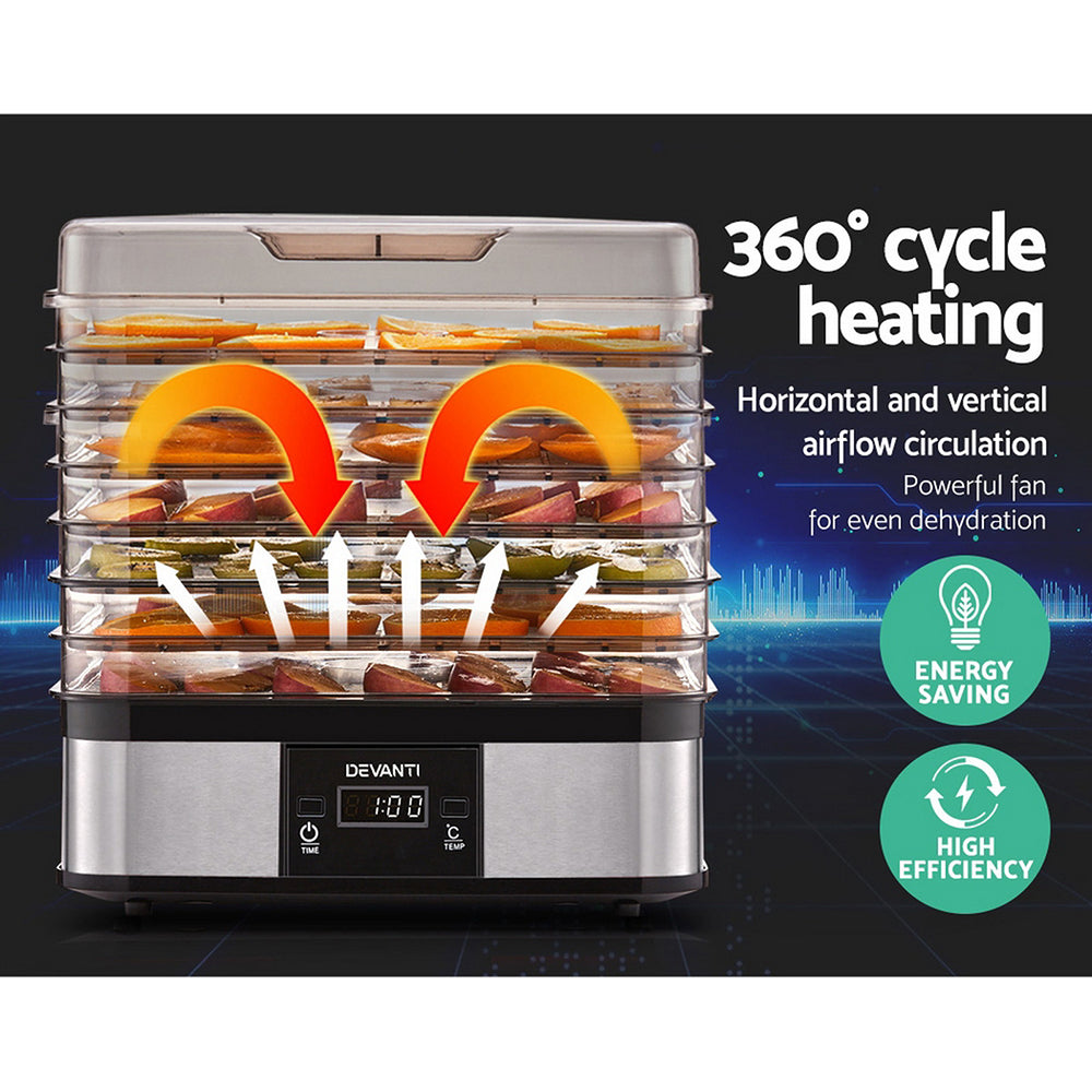 Devanti 7 Trays Food Dehydrator FD-B-1159-SS-7