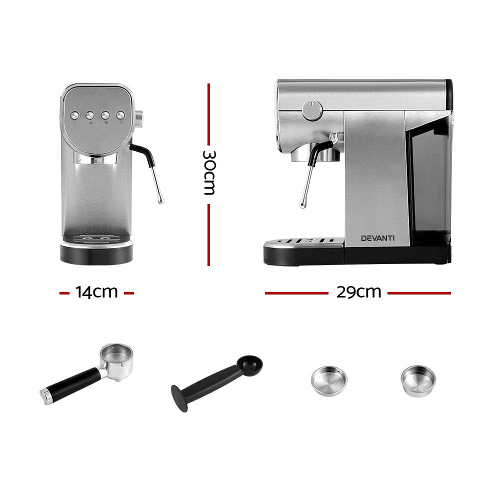 Devanti Espresso Coffee Machine CM-03-SS