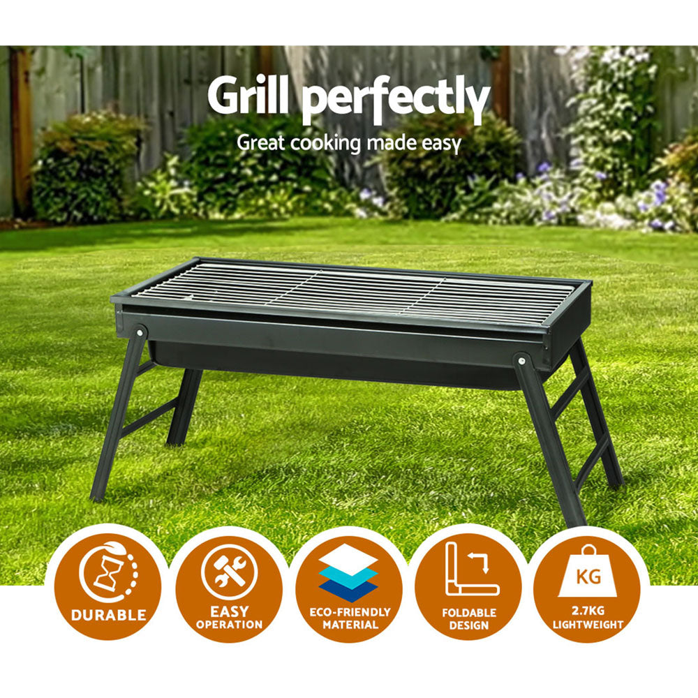 Grillz BBQ Grill Charcoal Smoker Foldable - BBQ-SMOKER-DRAWER