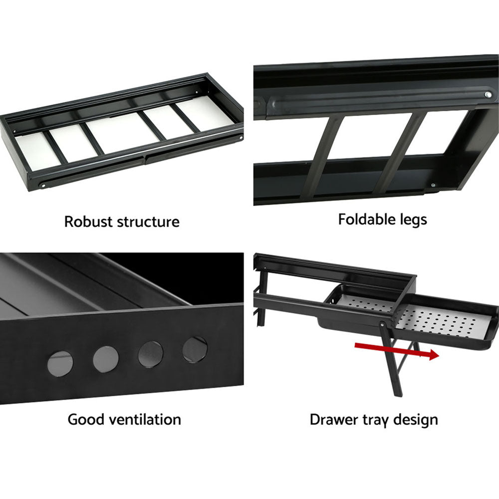 Grillz BBQ Grill Charcoal Smoker Foldable - BBQ-SMOKER-DRAWER
