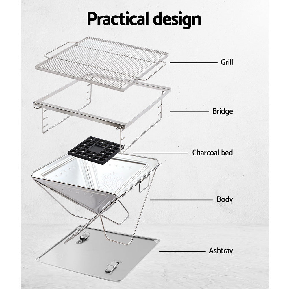 Grillz Fire Pit BBQ Grill with Carry Bag