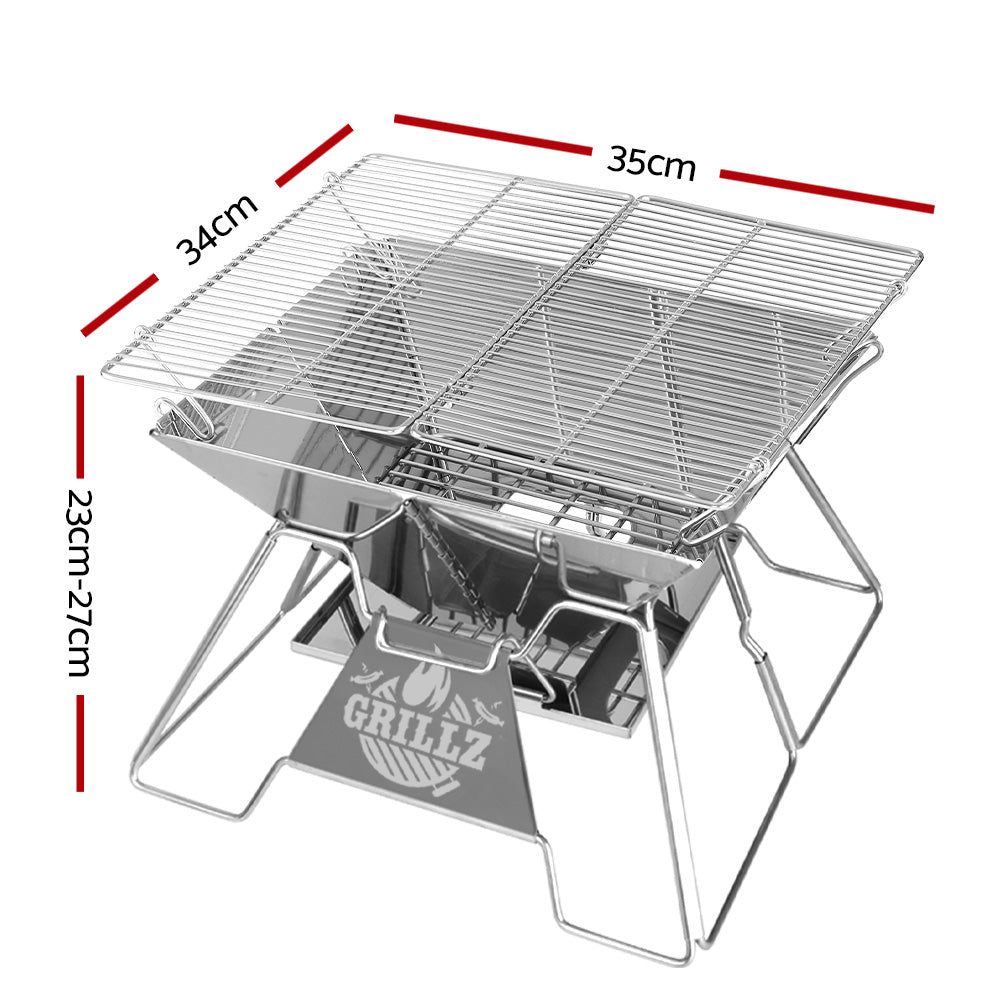 Grillz Fire Pit BBQ Grill with Carry Bag Portable - FPIT-BBQ-X-CUBE
