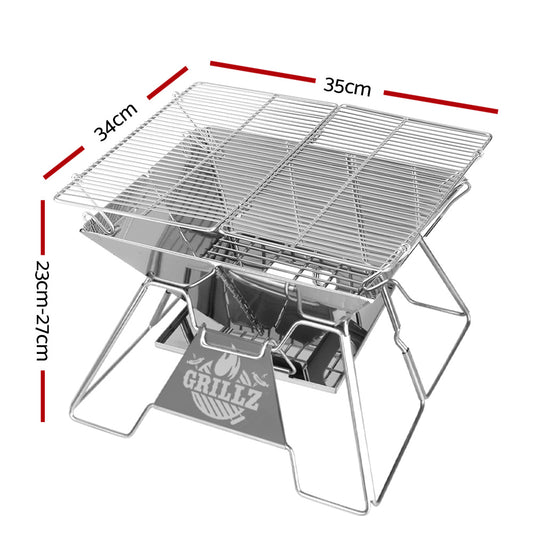 Grillz Fire Pit BBQ Grill with Carry Bag Portable - FPIT-BBQ-X-CUBE