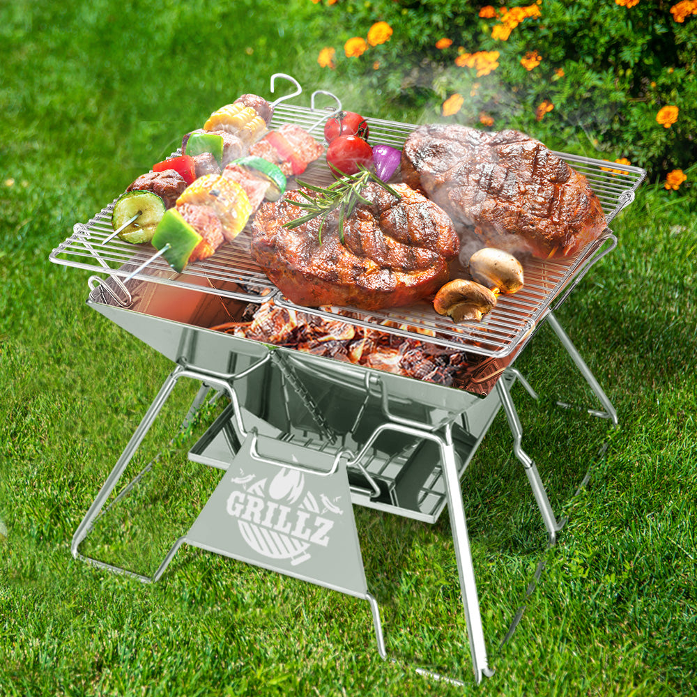 Grillz Fire Pit BBQ Grill with Carry Bag Portable - FPIT-BBQ-X-CUBE