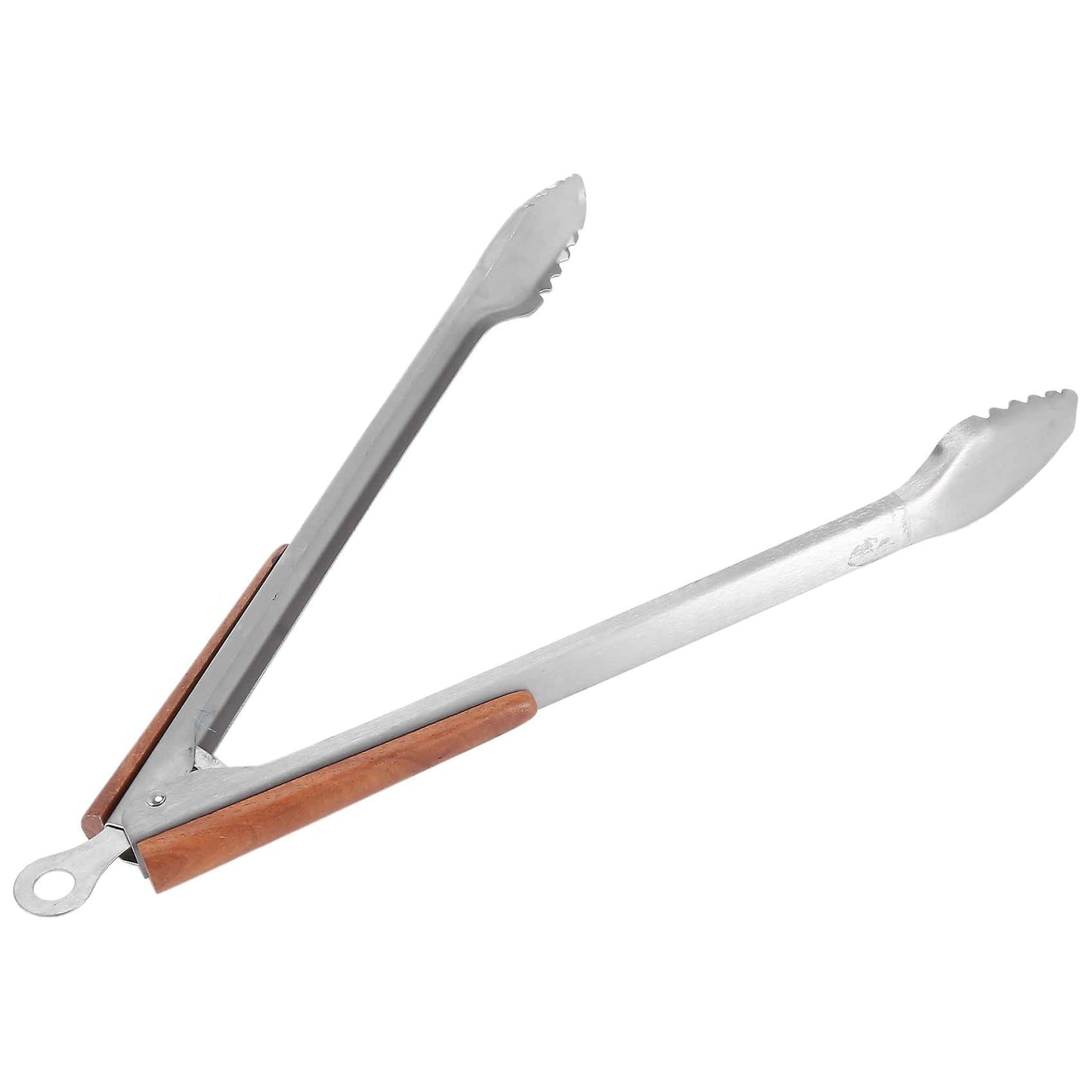 Stainless Steel Tongs - 19.25 Inch With Wooden Handles