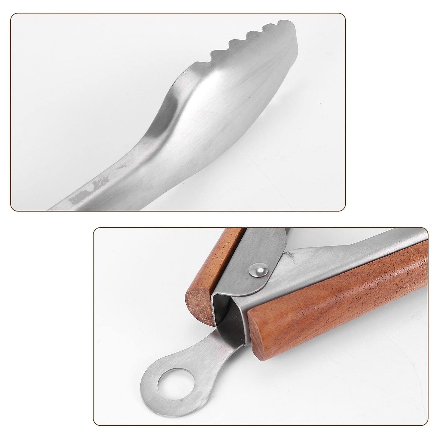 Stainless Steel Tongs - 19.25 Inch With Wooden Handles