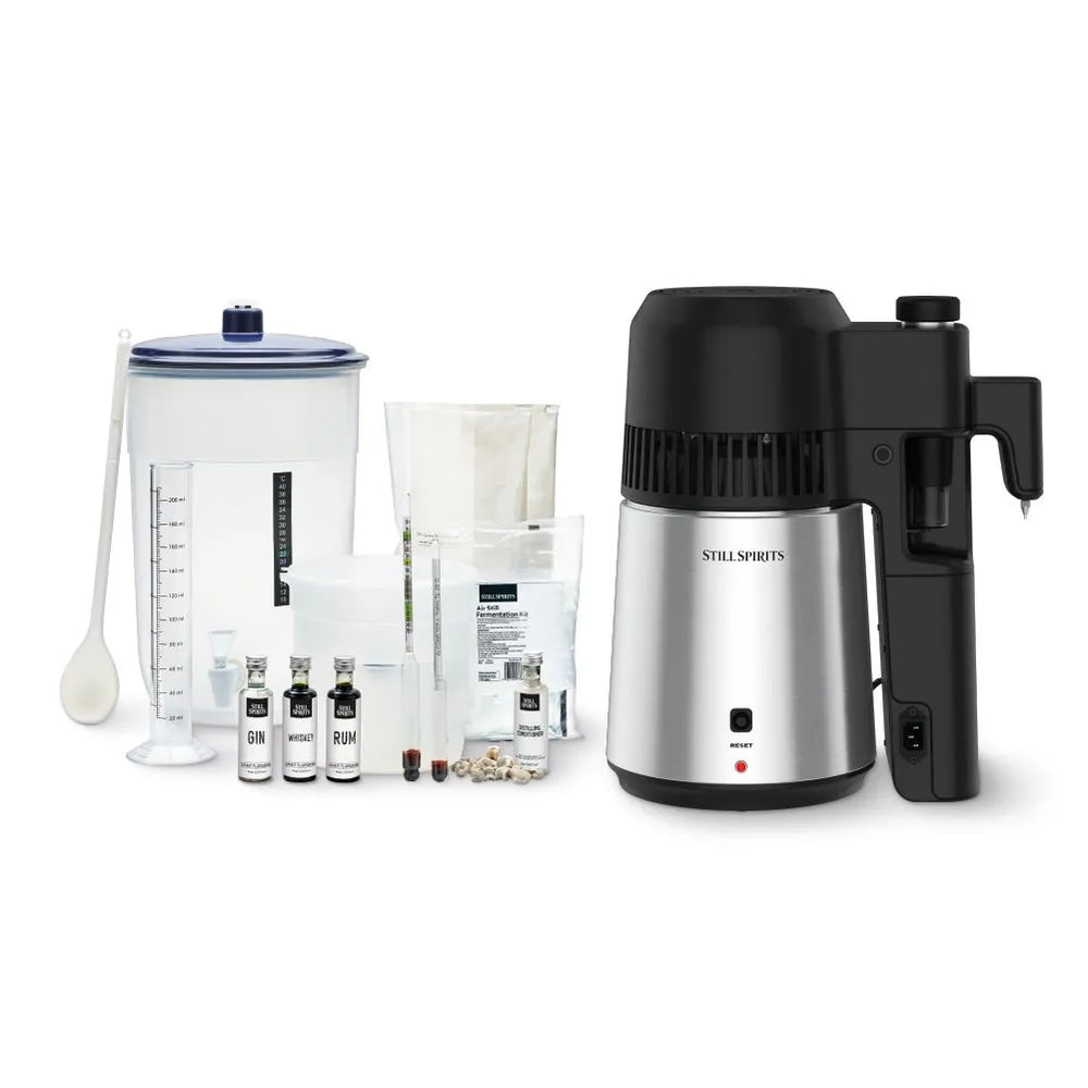 SS Air Still Pro Complete Distillery Kit&nbsp; The Air Still Pro Complete Distillery Kit includes the equipment and ingredients to craft high-quality light and dark spirits, plus the Still Spirits Air Still Pro Table-Top Distillation System.