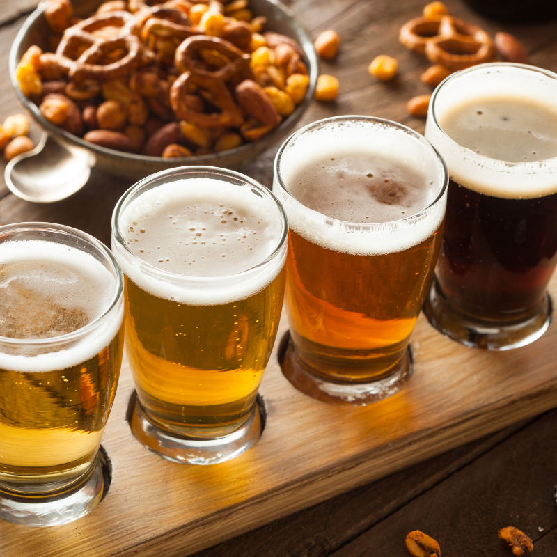 Beer Tasting Tray with Pretzels