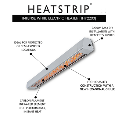 Heatstrip® Intense White Outdoor Electric Radiant Heater 2200W