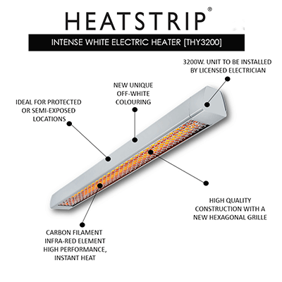 Heatstrip® Intense White Outdoor Electric Radiant Heater 2200W