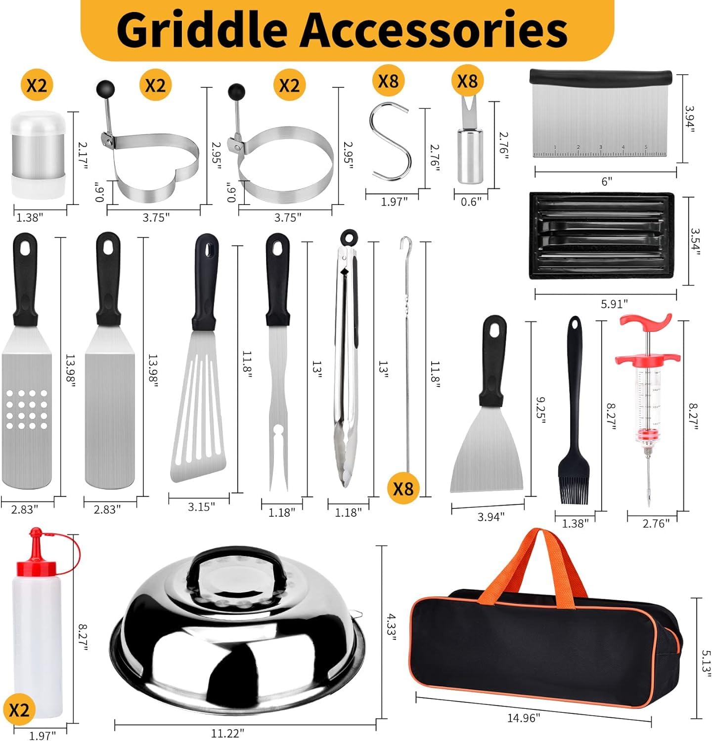 Homodoskey 43PCS Professional BBQ Griddle Tool Kit