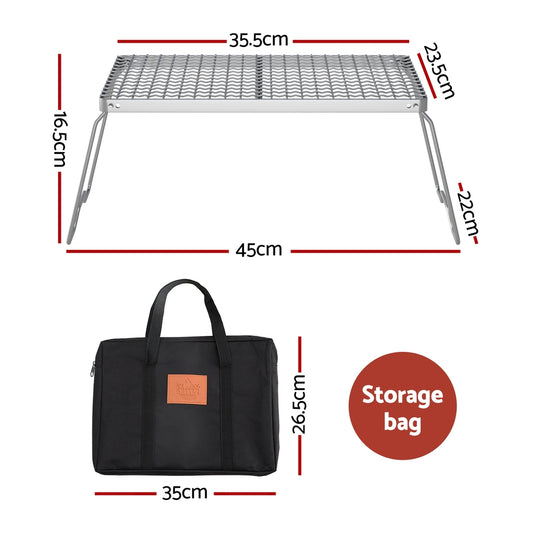 Grillz Portable BBQ Grill Charcoal Smoker Foldable Camping Outdoor 35.5x23.5cm