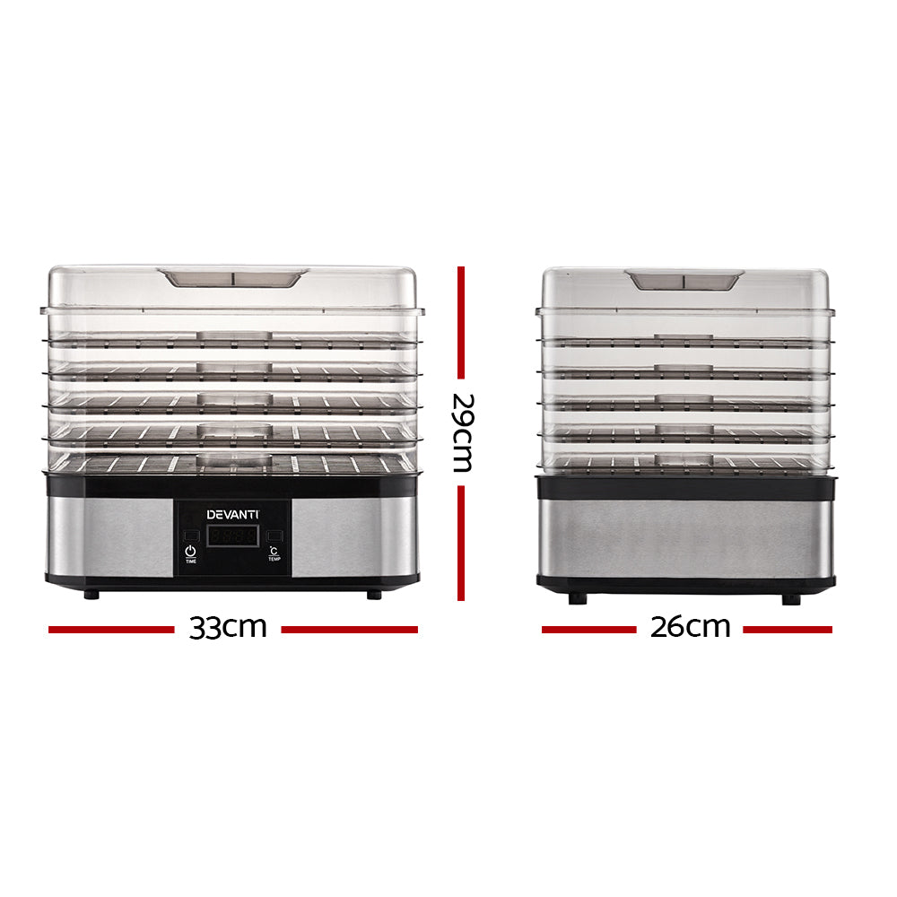 Devanti 5 Trays Food Dehydrator FD-B-1159-SS