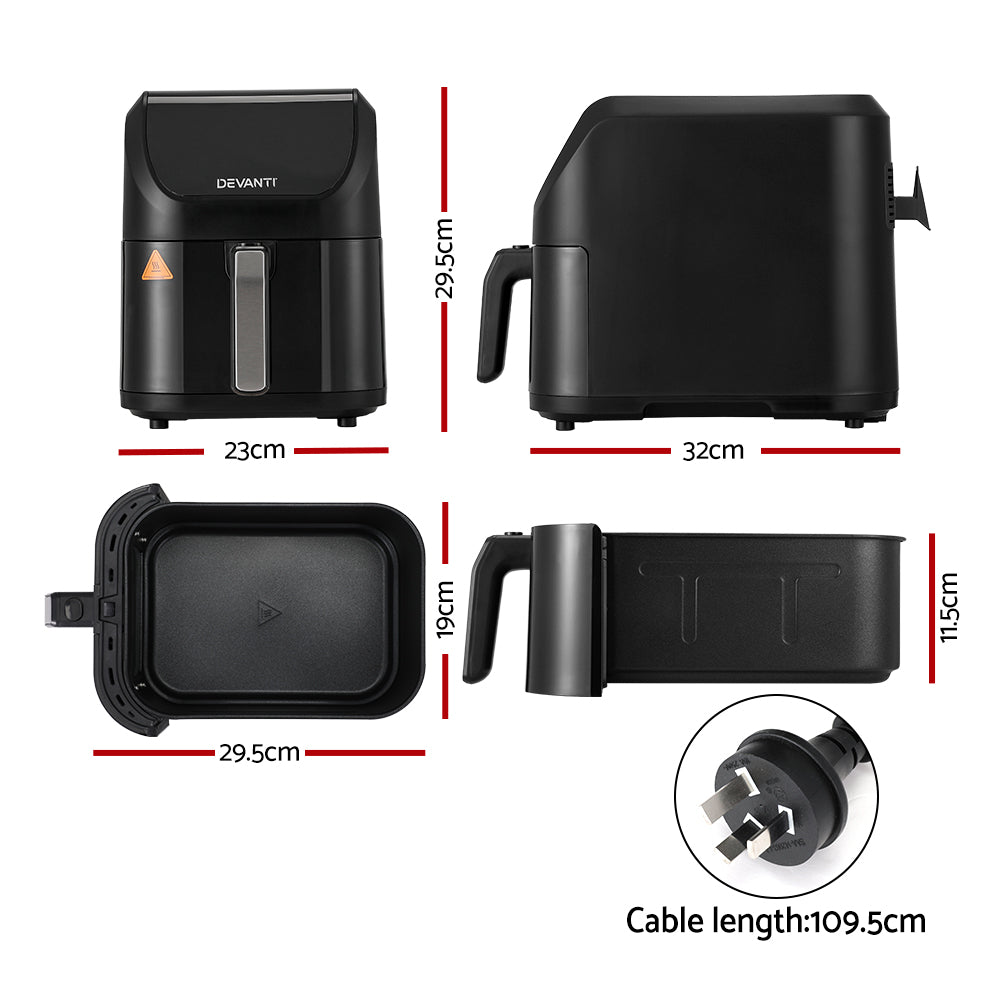 Devanti Air Fryer 5L W/ LCD Touch 1500W (NZ)