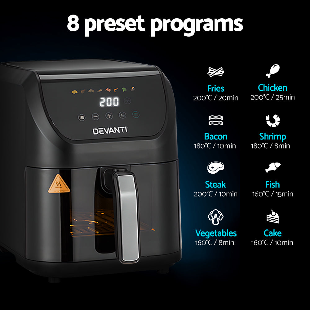 Devanti Air Fryer 5L W/ LCD Touch 1500W (NZ)
