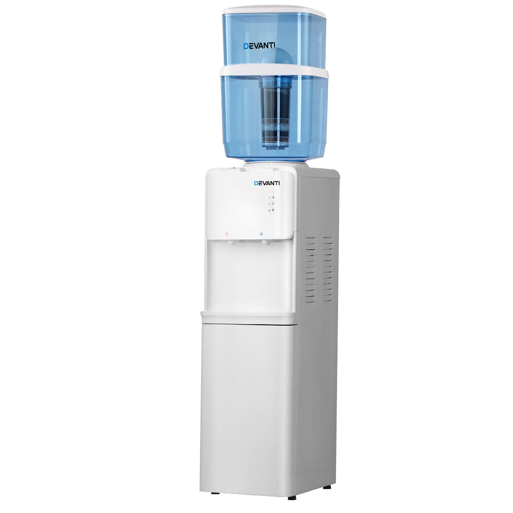 White and blue Evanti water cooler on a white background