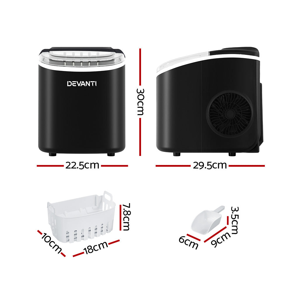 Devanti Portable Ice Maker Machine - IM-ZB12H-BK