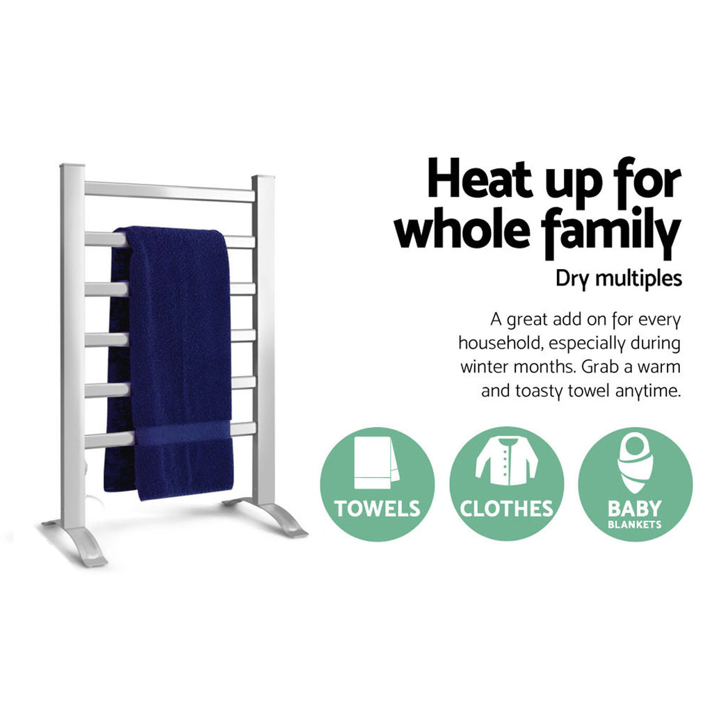 Devanti Electric Heated Towel Rail 6 Bars Freestanding 100W